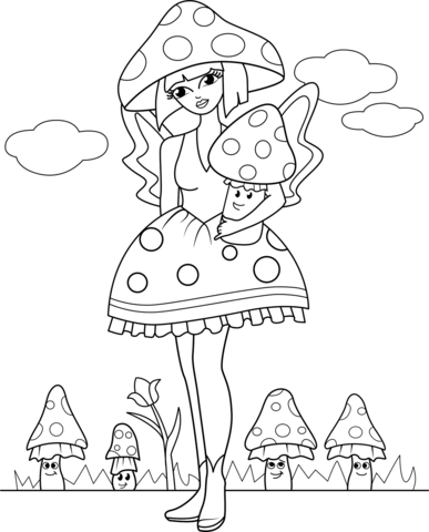 Mushroom Fairy Coloring Page